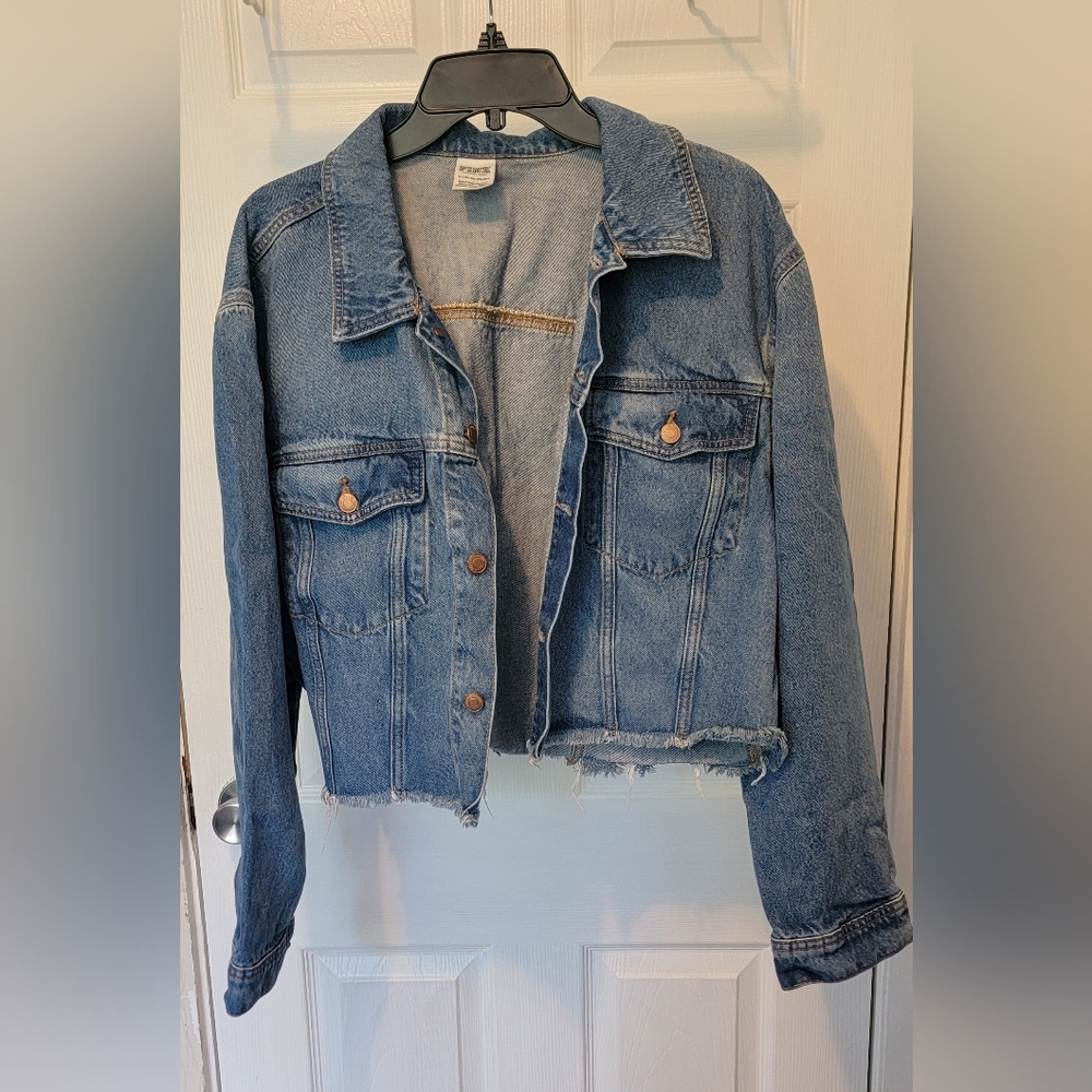 PINK Victoria's Secret Distressed Blue Jean Jacket